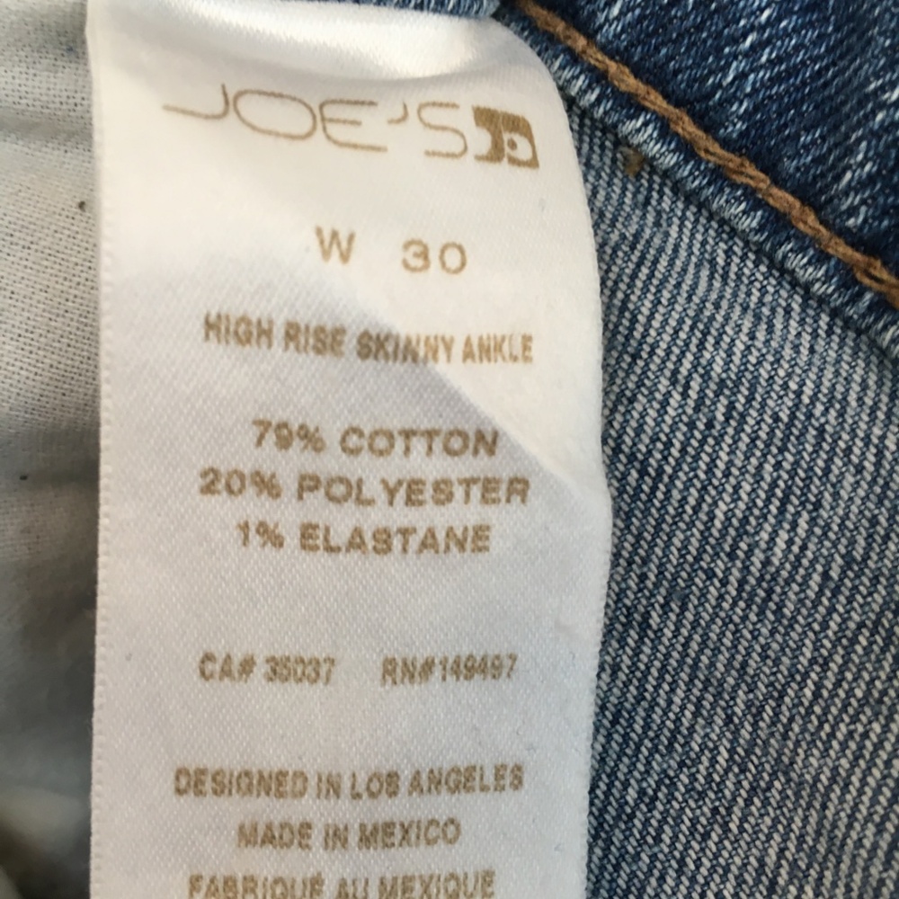 Joe’s Jeans High Rise Skinny Ankle Wheaton Raw Frayed Hem Size 30 Light Wash - Picture 14 of 15